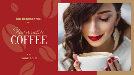 Woman holding coffee cup FB event cover Design Template