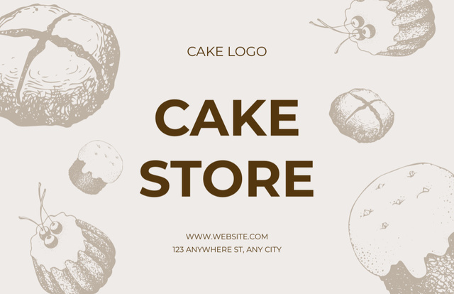 Plantilla de diseño de Discount in Cake Store Sketch Illustrated Business Card 85x55mm 