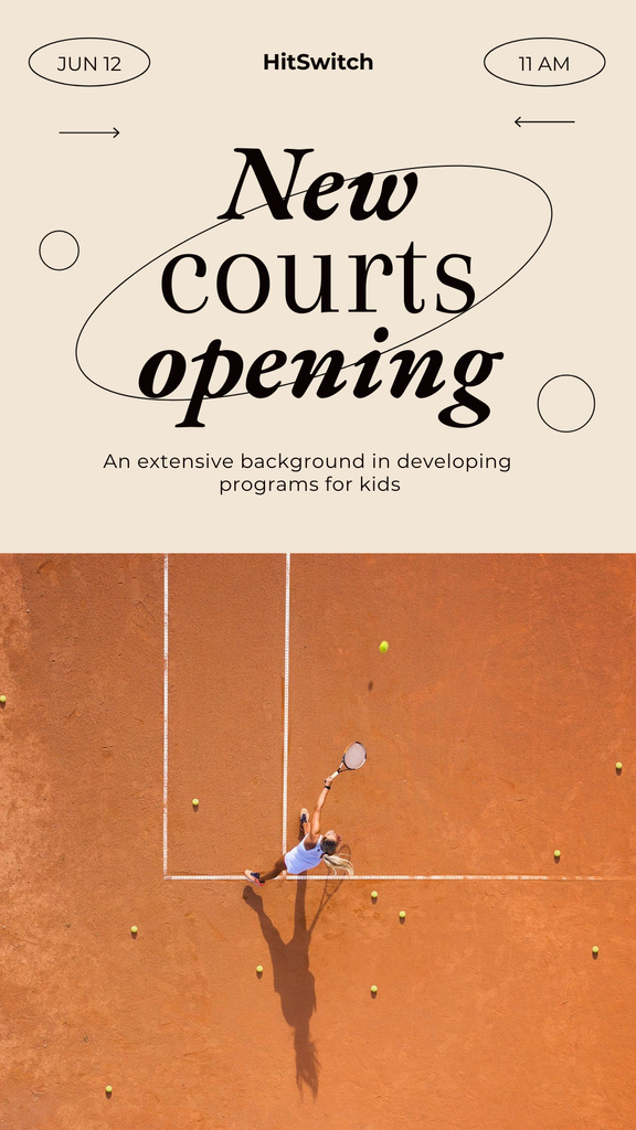 New Tennis Court Opening Announcement Instagram Story Design Template