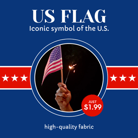 Template di design Bandiera americana e luce del Bengala in mano Animated Post