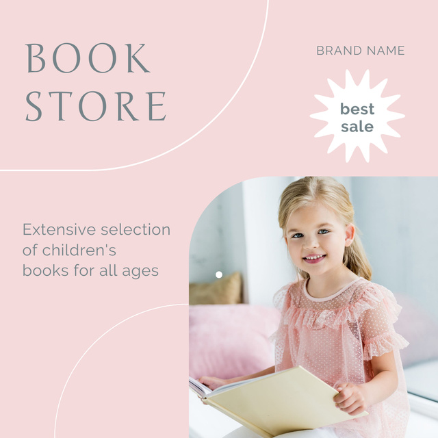Designvorlage Little Girl Reading Book für Instagram