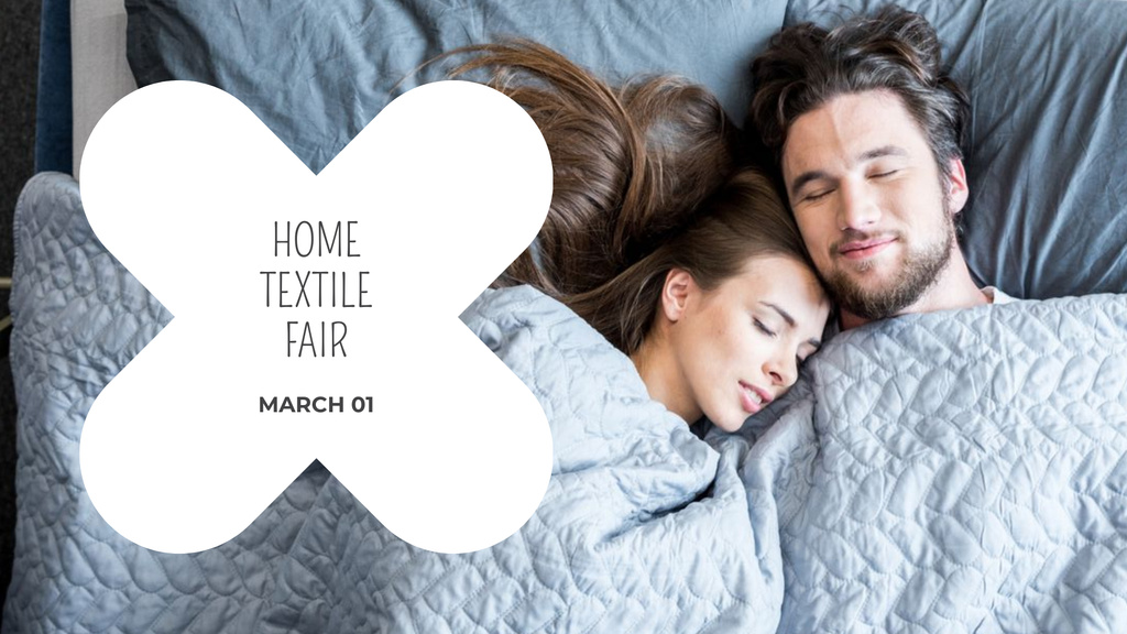 Designvorlage Bed Linen ad with Couple sleeping in bed für FB event cover