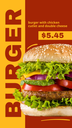 Designvorlage Offer of Delicious Burger with Lettuce für Instagram Video Story
