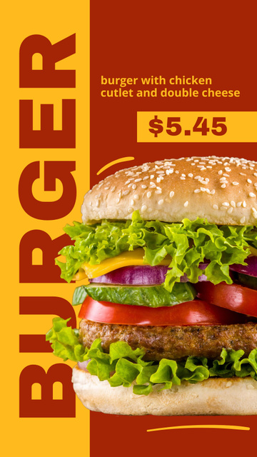 Template di design Offer of Delicious Burger with Lettuce Instagram Video Story