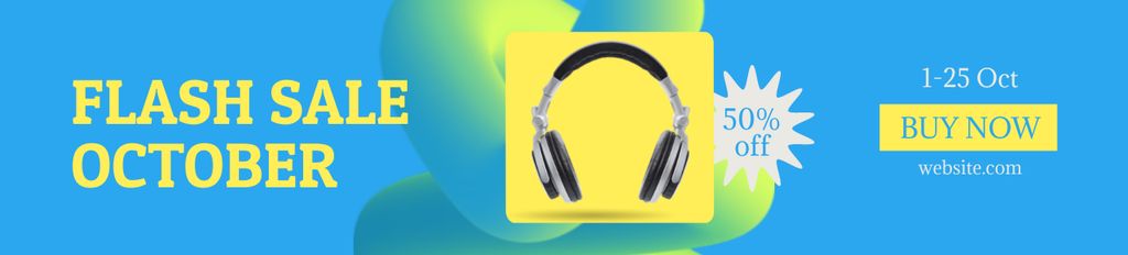 Designvorlage October Headphones Sale Announcement für Ebay Store Billboard