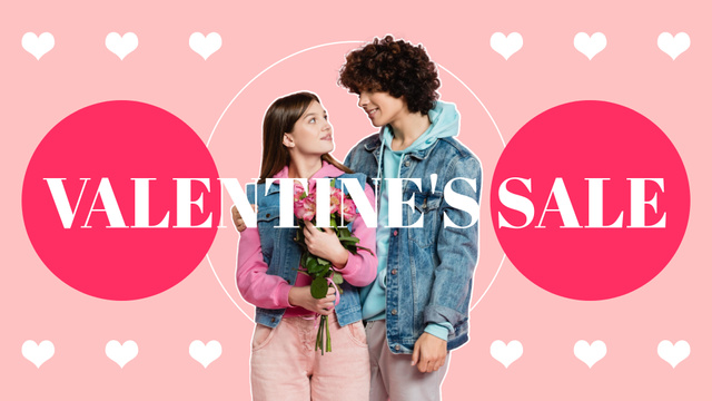 Enchanting Sale Valentine's Day with Couple in Love FB event coverデザインテンプレート