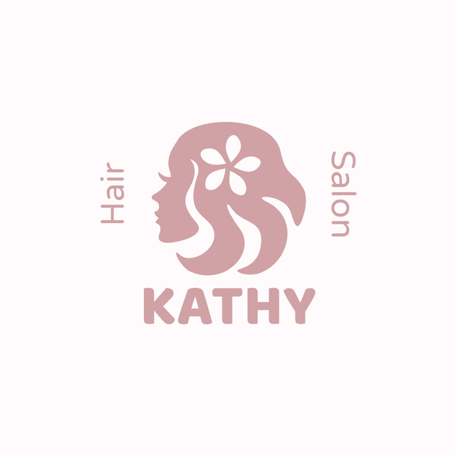 Hair Salon Services Offer with Female Silhouette Logo Design Template