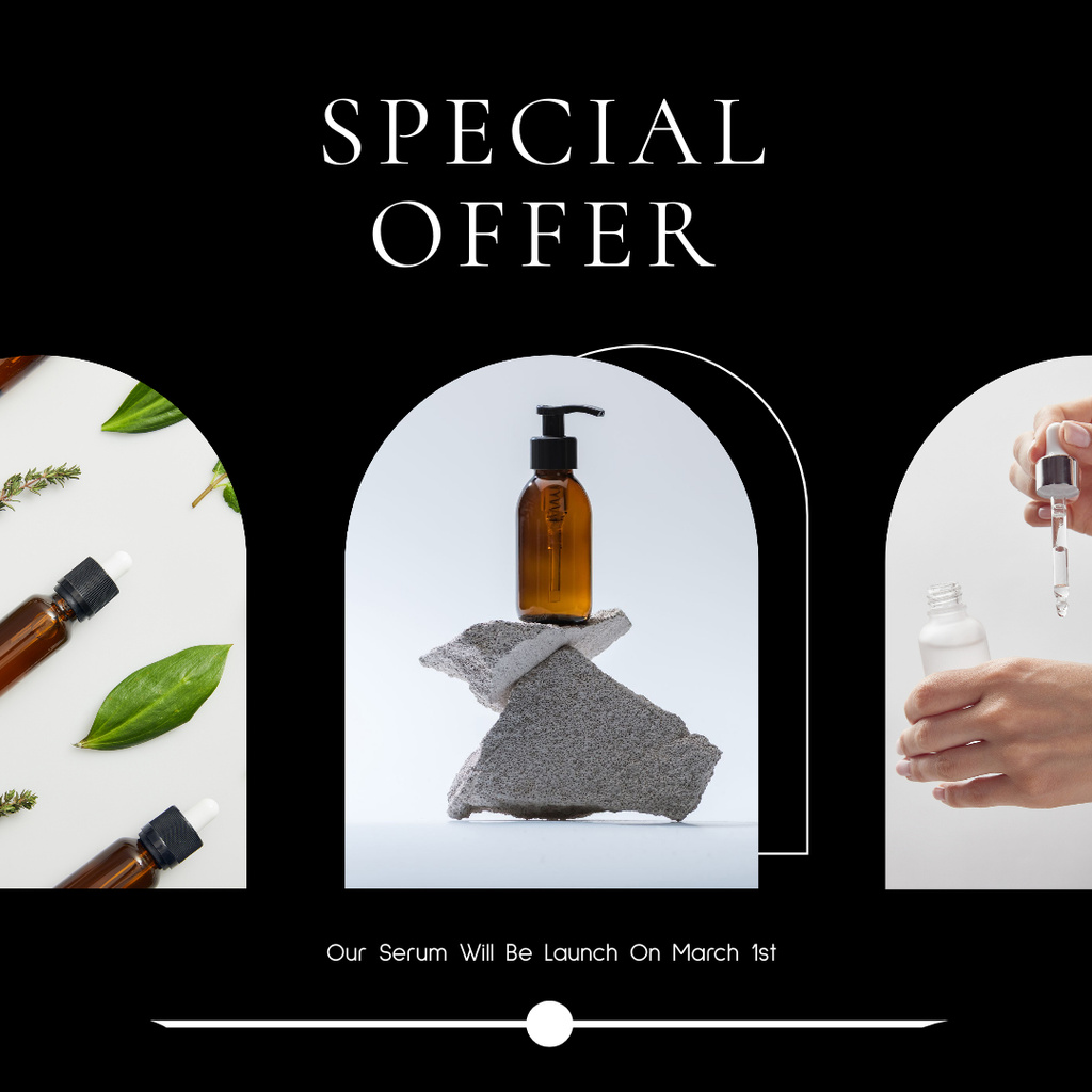 Designvorlage Black Special Offer of Serum für Instagram