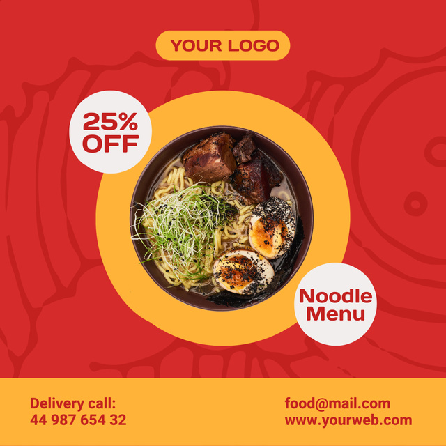 Chinese Noodle Menu Discount Instagramデザインテンプレート