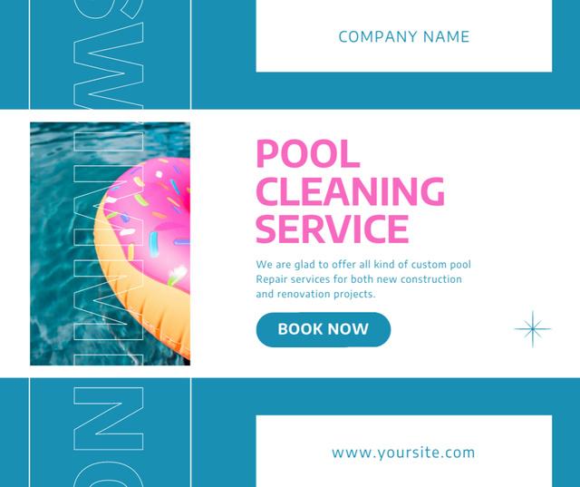 Pool Cleaning Service Offers on Blue and Pink Facebookデザインテンプレート