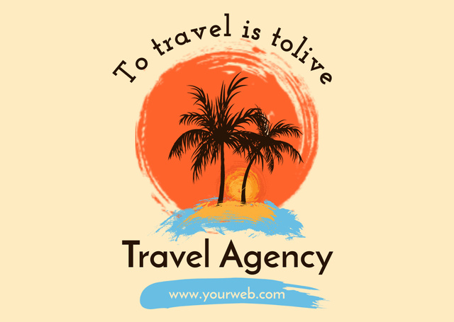 Tropical Tour Offer with Inspirational Text Card Design Template