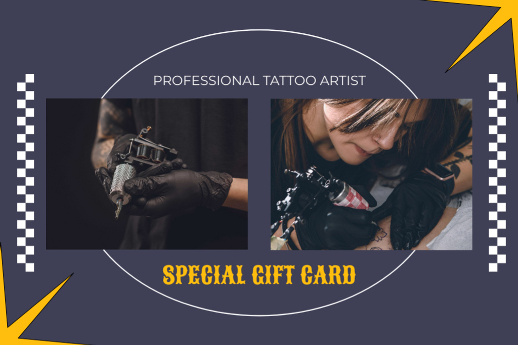 Ontwerpsjabloon van Gift Certificate van Talented Tattoo Master Service Offer