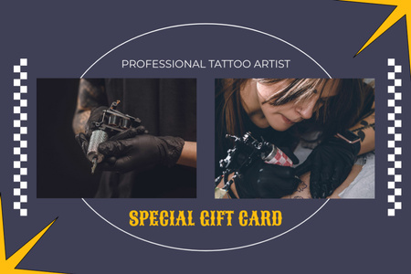 Lahjakas tatuointimestari palvelutarjous Gift Certificate Design Template