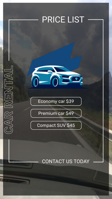 Car Rental Service Offer With Price List TikTok Video Design Template