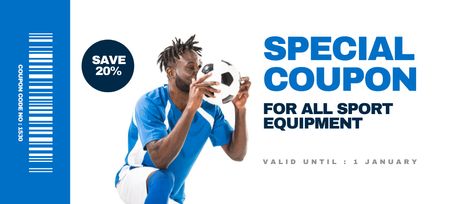 Designvorlage Sonderangebot für alle Sportgeräte mit afroamerikanischem Football-Spieler für Coupon 3.75x8.25in