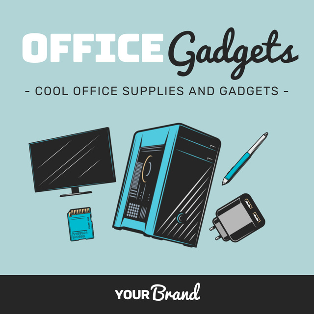 Office Gadgets Sale Offer and Supplies Animated Post Design Template