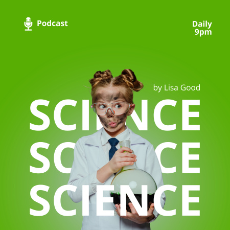 Çocuklar için Bilim Podcast Kapağı Podcast Cover Tasarım Şablonu