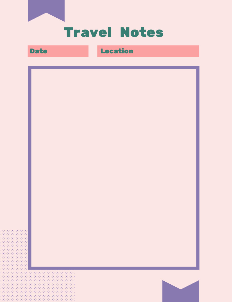 Simple Pink Travel Coordinator Notepad 107x139mm – шаблон для дизайна