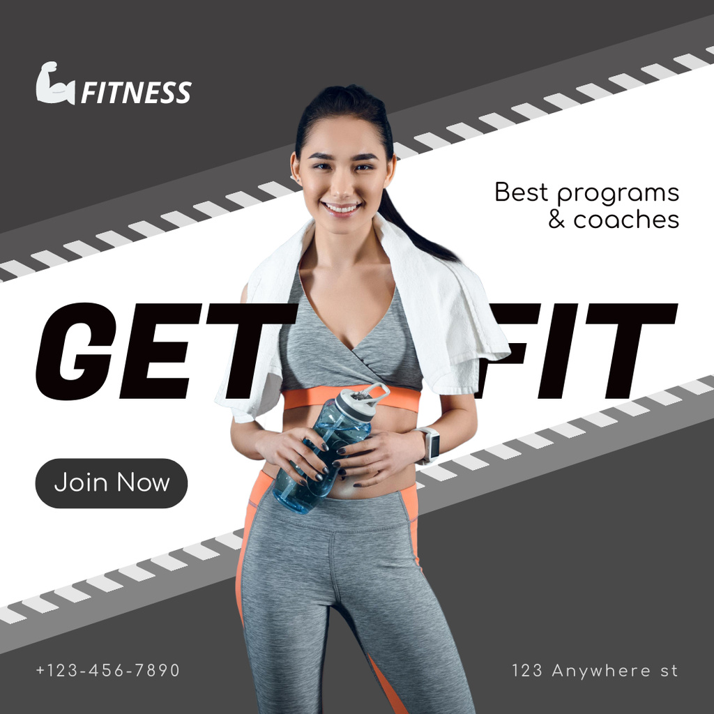 Template di design Smiling Sportswoman After Workout in Gym Instagram