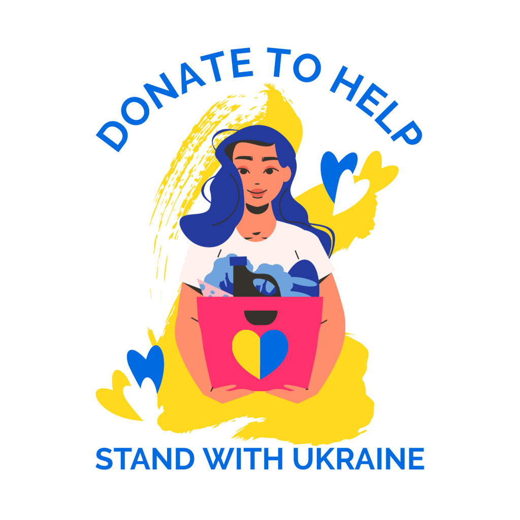 Modèle de visuel Donate to Help Ukraine with Young Woman - Instagram