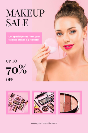 Cosmetics and Makeup Goods Sale Pinterest Design Template