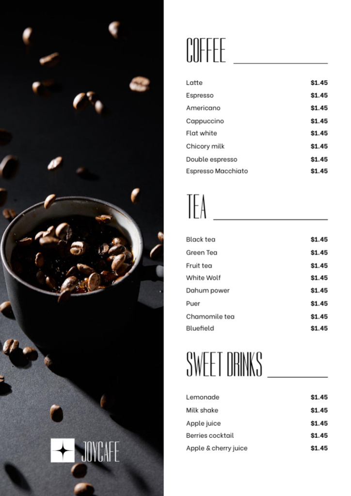 Modèle de visuel Coffee Announcement With Description And Prices - Menu