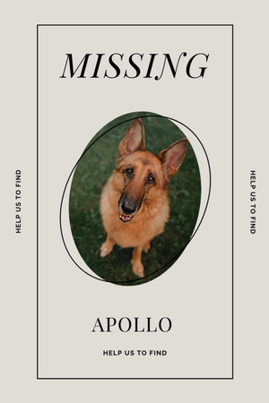 Lost Dog information with German Shepherd Flyer 4x6in Design Template