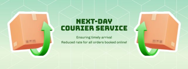 Next-Day Courier Services Promotion on Green Facebook coverデザインテンプレート