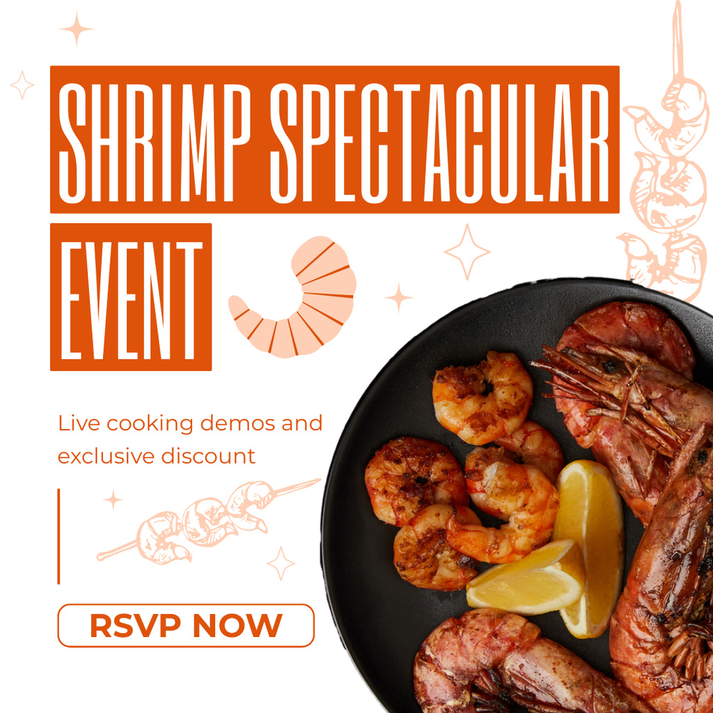 Ontwerpsjabloon van Instagram AD van Announcement of Event with Seafood