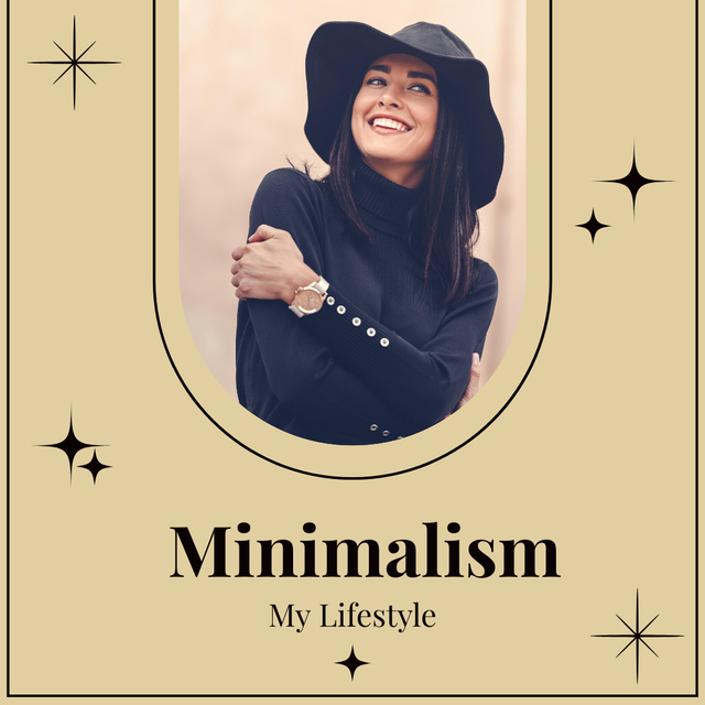 Young Smiling Woman in Black Hat Instagram Design Template
