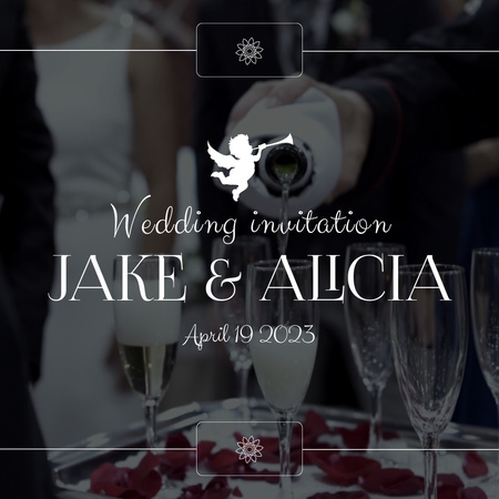 Champaigne In Glasses And Wedding Celebration Animated Post Design Template