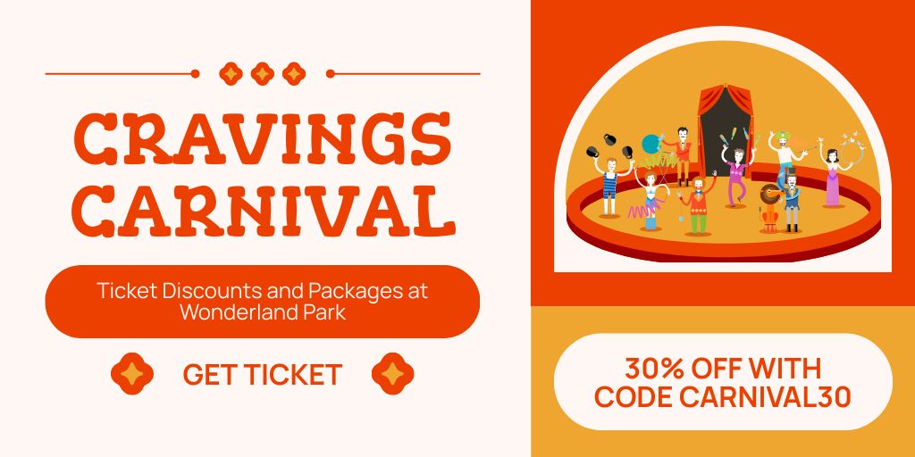 Wonderland Carnival With Discount By Promo Code Offer Twitter Design Template