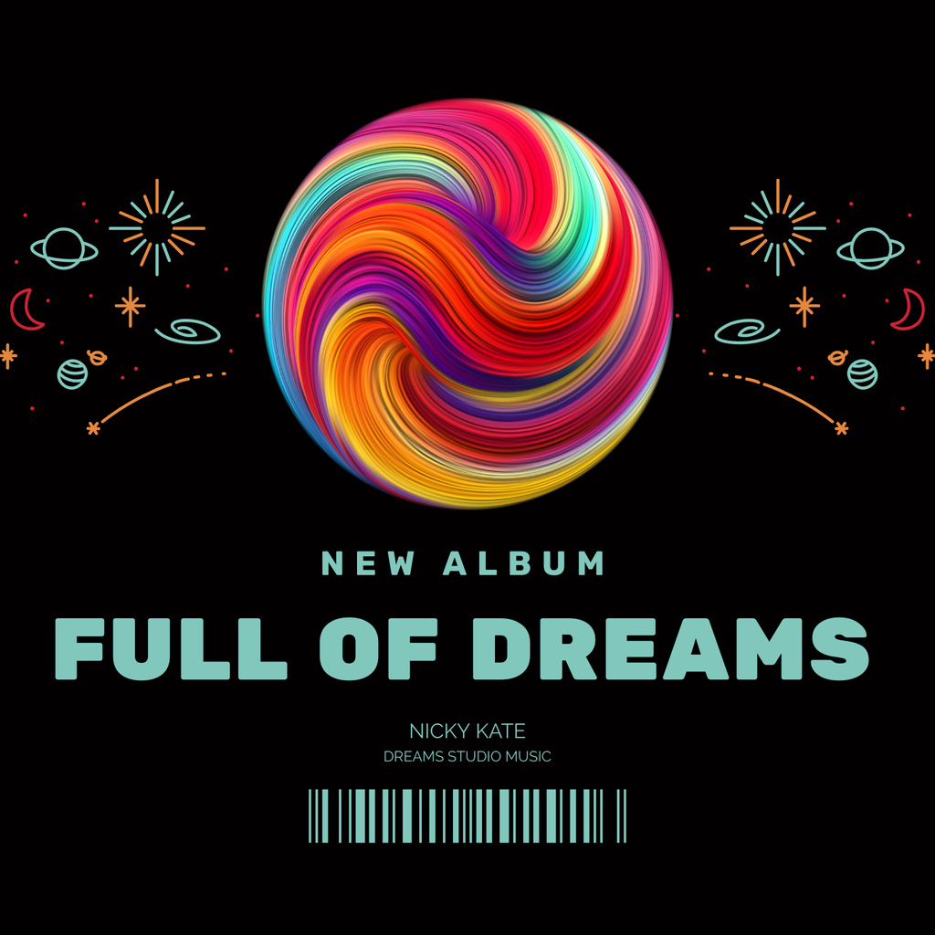 Colorful Dreams of Space Album Album Cover Šablona návrhu