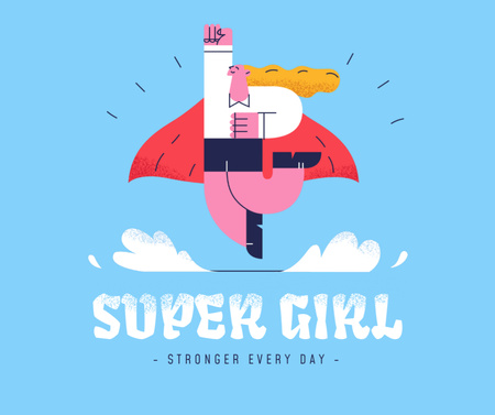 Plantilla de diseño de girl power inspiración con superwoman Facebook 