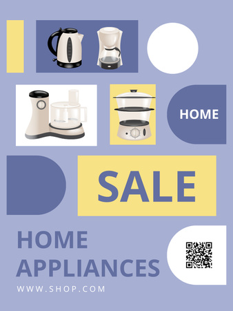 Collage of Household Goods on Violet Poster US Design Template