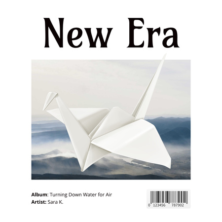 Designvorlage Musikveröffentlichung mit Origami-Vogel für Album Cover