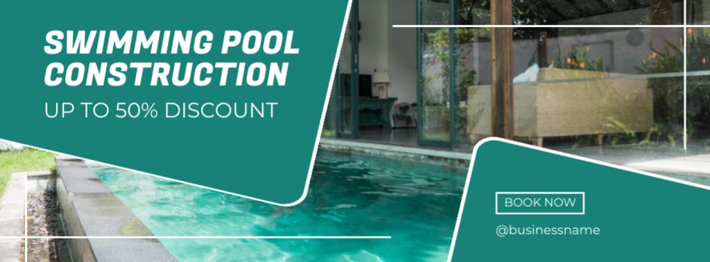 Plantilla de diseño de Budget-friendly Pool Construction Service Promotion Facebook cover 