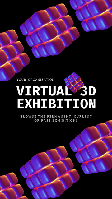 Ontwerpsjabloon van TikTok Video van Virtual Exhibition Announcement with Gradient Cubes