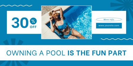 Offer Discounts on Pools with Beautiful Blonde in Swimsuit Twitter Design Template