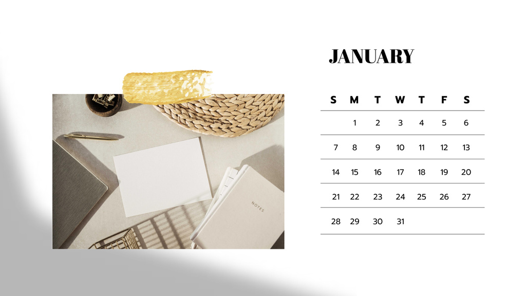 Szablon projektu Stylish Business Workplace Calendar