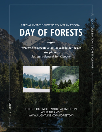 International Day of Forests Event with Trees in Mountains Flyer 8.5x11in Design Template