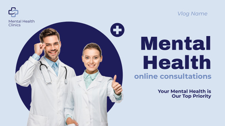 Mental Healthcare Services with Team of Doctors Youtube Thumbnail Design Template
