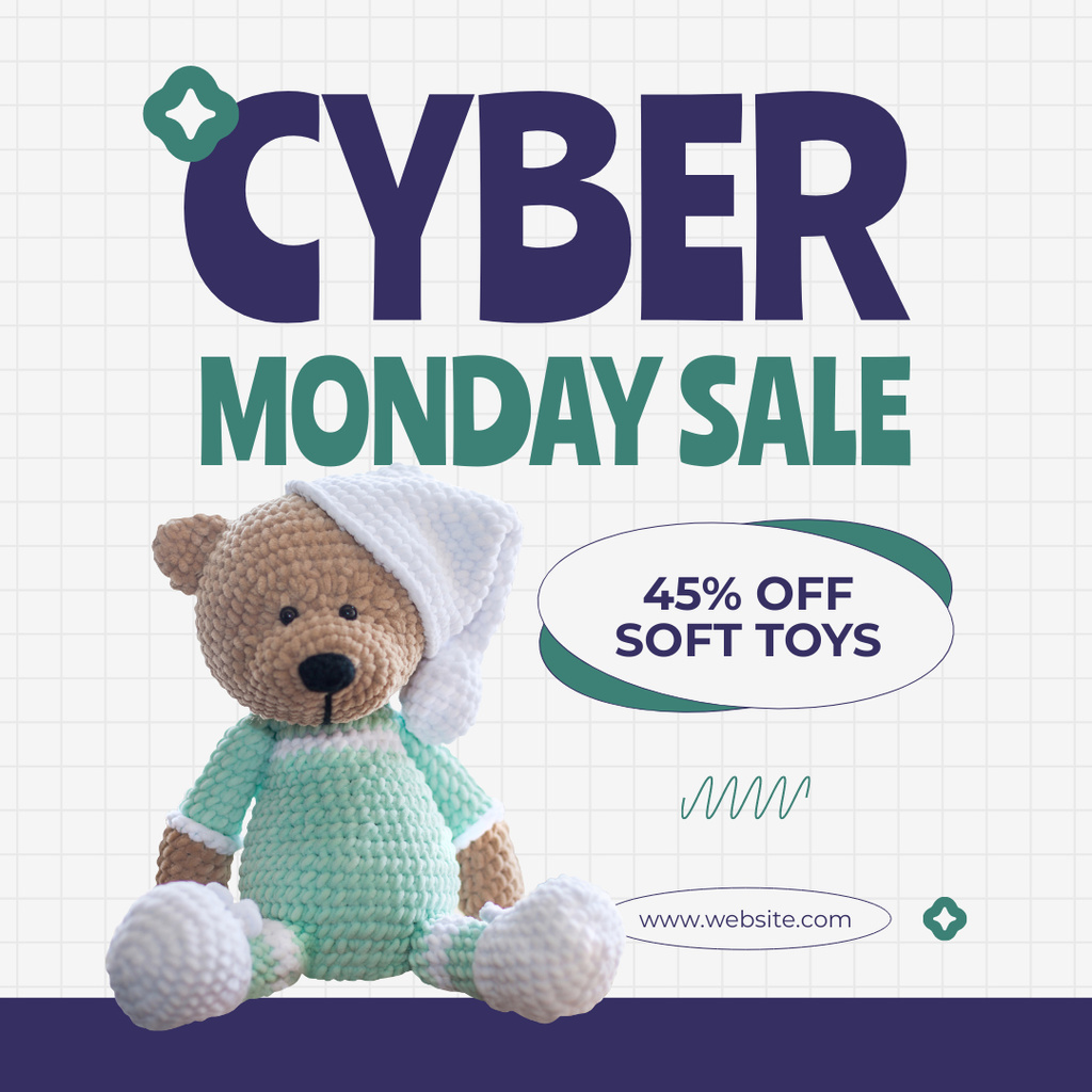 Cyber Monday Sale of Toys with Baby Doll Instagram Design Template