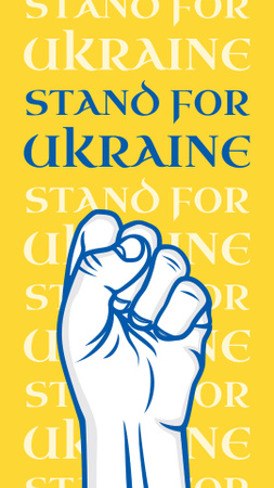 Stand for Ukraine Illustration on Yellow Instagram Story Design Template