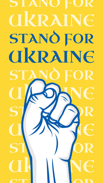 Stand for Ukraine Illustration on Yellow Instagram Storyデザインテンプレート