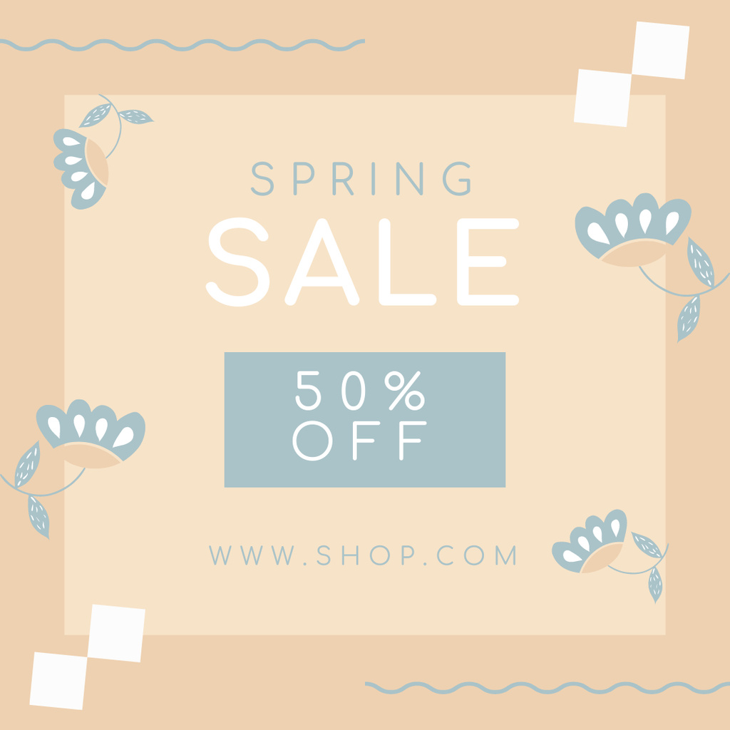 Spring Sale Announcement in Pastel Beige Colors Instagram AD tervezősablon