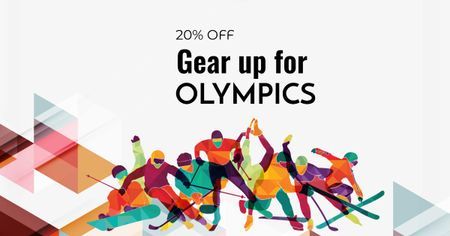 Modèle de visuel Winter Olympics Announcement with Sportsmen - Facebook AD