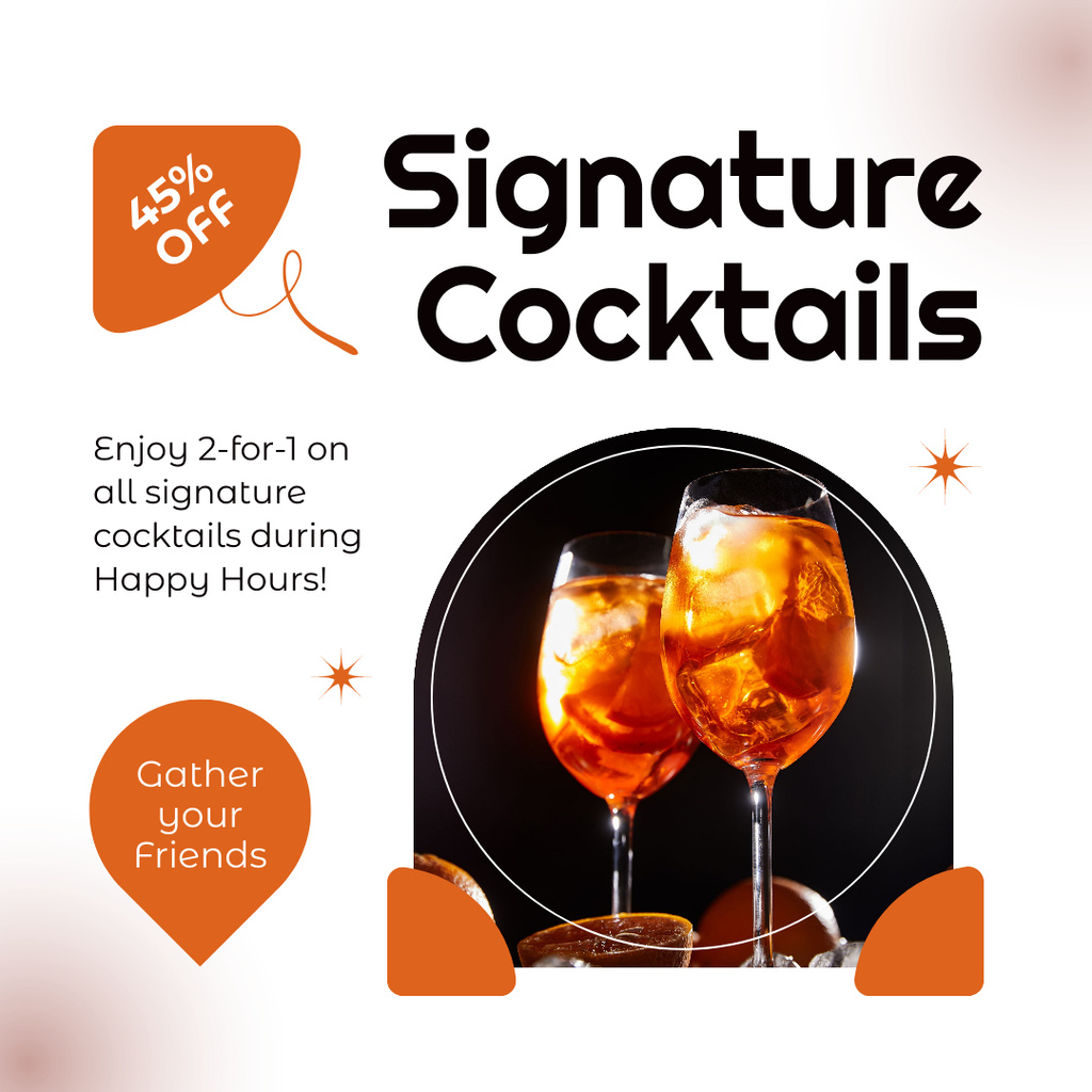 Plantilla de diseño de Signature Cocktails with Grand Discount Instagram 