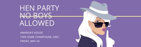Hen Party Ad with Blonde in Hat in Purple Email header Design Template