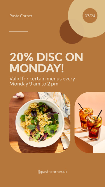 Template di design Lunch Discount on Monday Instagram Story